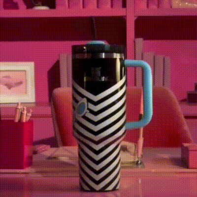 Cartoon Stanley Cup With Straw GIF