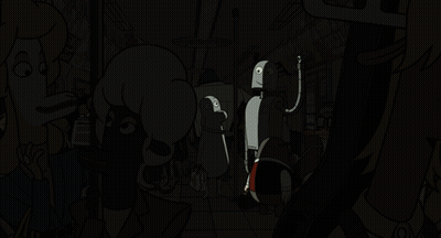 Cartoon Subway Train With Sign GIF