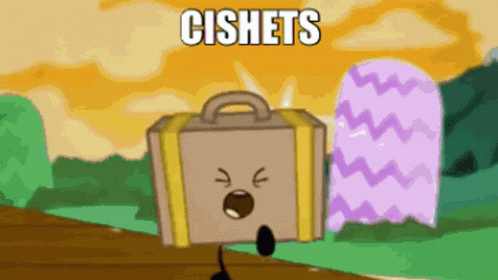 Cartoon Suitcase With Face And Words Cishets GIF