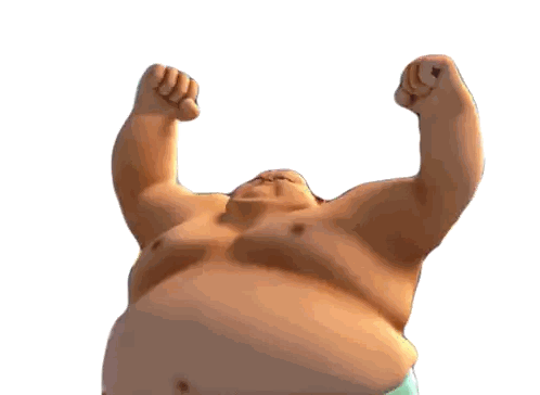 Cartoon Sumo Wrestler Flexing Muscles Sticker