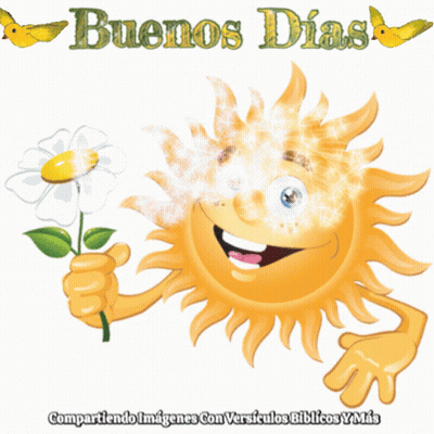 Cartoon Sun Holding Flower Buenos Dias GIF