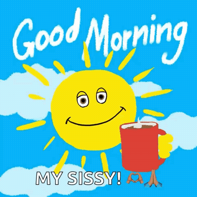 Cartoon Sun Smiling Holding Coffee Good Morning My Sissy GIF