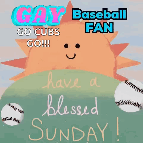 Cartoon Sun With Baseballs Says Have A Blessed Sunday GIF