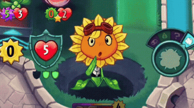 Cartoon Sunflower With Goggles And Heart Number 5 GIF