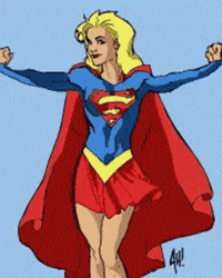 Cartoon Supergirl Showing Strength GIF