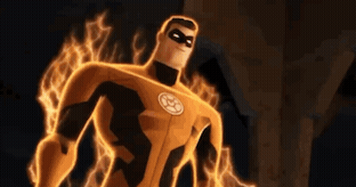 Cartoon Superhero In Dark Room GIF
