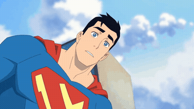 Cartoon Superman With Letter L On Shirt GIF