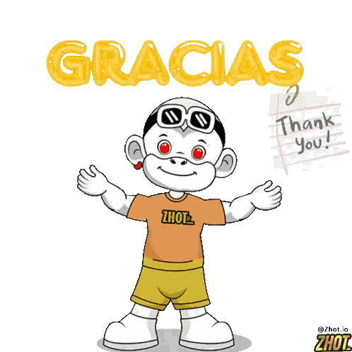 Cartoon Surrounded By Red Hearts And Gracias Sticker