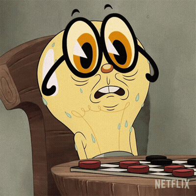 Cartoon Sweating Playing Checkers With Netflix Logo GIF