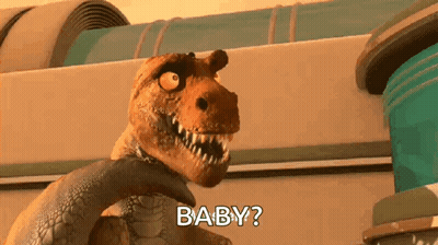 Cartoon T-Rex Dinosaur Asking Question GIF
