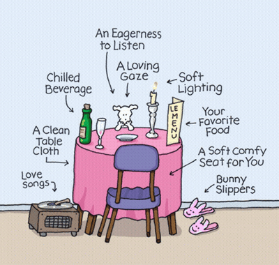 Cartoon Table Setting For Valentine's Day Date GIF