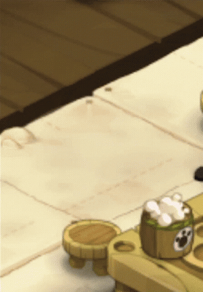 Cartoon Table With Bucket Of Foam GIF