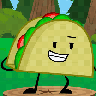Cartoon Taco Standing On Wood Stump GIF
