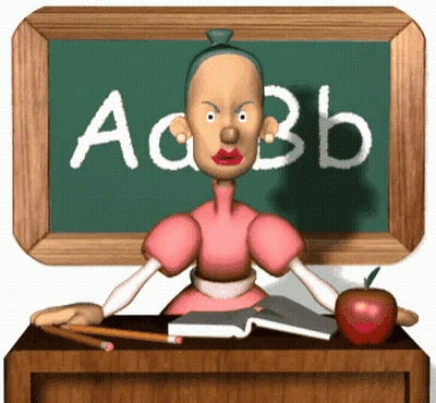 Cartoon Teacher At Desk GIF