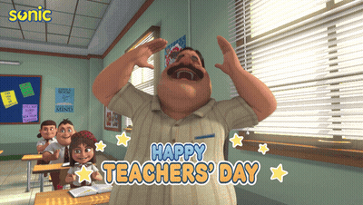 Cartoon Teacher Saying Happy Teachers Day GIF