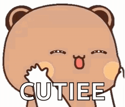 Cartoon Teddy Bear Covering Face Says Cutiee GIF
