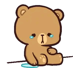 Cartoon Teddy Bear Crying On Floor Sticker