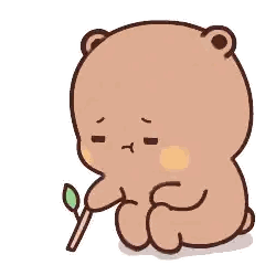 Cartoon Teddy Bear Holding Green Leaf Stick Sticker
