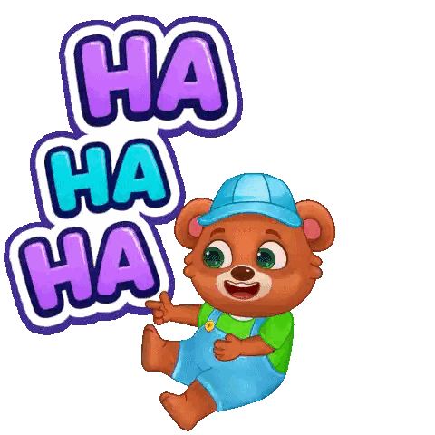 Cartoon Teddy Bear Laughing Under Ha Ha Ha Sticker