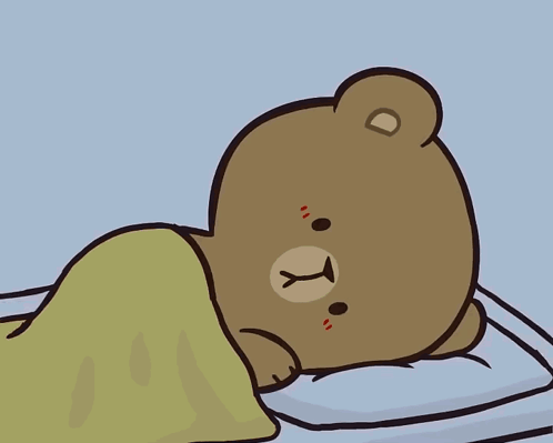 Cartoon Teddy Bear Lying On Bed GIF