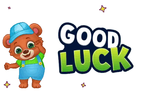 Cartoon Teddy Bear Next To Good Luck Sticker
