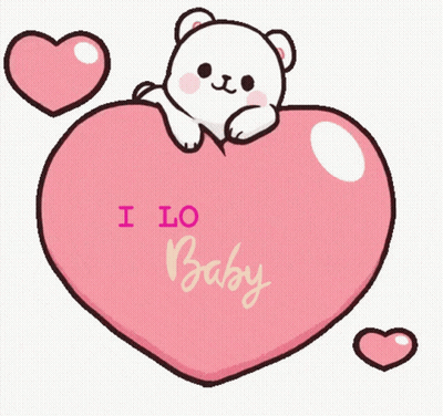 Cartoon Teddy Bear On Pink Heart I Love You Baby GIF