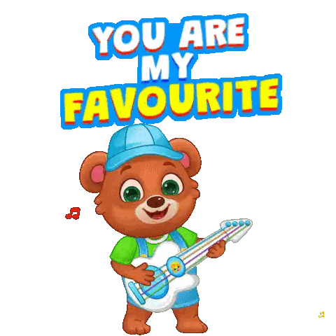 Cartoon Teddy Bear Playing Guitar You Are My Favourite Sticker