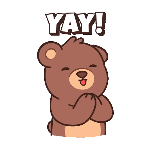 Cartoon Teddy Bear Saying Yay Sticker