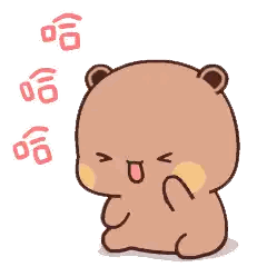 Cartoon Teddy Bear Sitting Mouth Open With Chinese Characters Sticker
