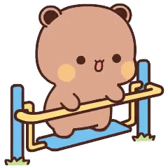 Cartoon Teddy Bear Sitting On Swing Sticker