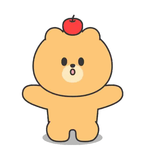 Cartoon Teddy Bear With Apple Sticker