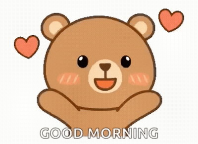 Cartoon Teddy Bear With Hearts Good Morning GIF