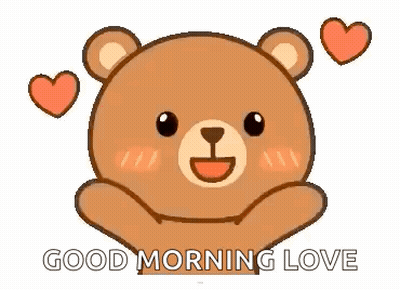 Cartoon Teddy Bear With Hearts Saying Good Morning Love GIF