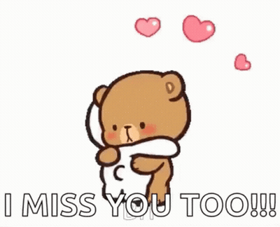 Cartoon Teddy Bears Hugging With Hearts GIF