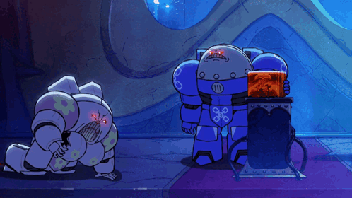 Cartoon Telling Blue Robot You're Not Canon GIF