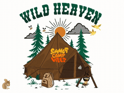 Cartoon Tent With Wild Heaven Summer Camp Vibes GIF