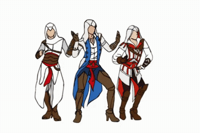 Cartoon Three Assassins Dancing GIF