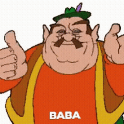 Cartoon Thumbs Up Saying Baba GIF