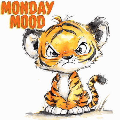 Cartoon Tiger Cub Monday Mood