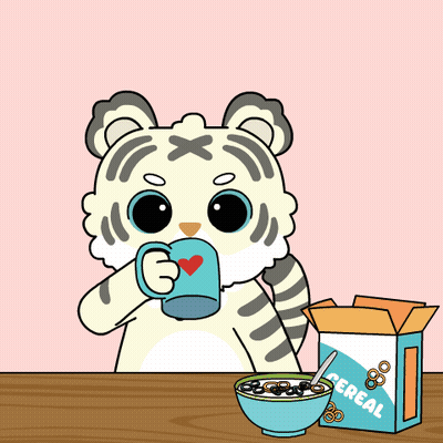 Cartoon Tiger Drinking Cereal GIF