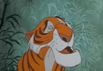 Cartoon Tiger Looking Up Close Up GIF