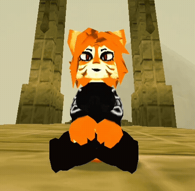 Cartoon Tiger Sitting In Front Of Pillar GIF