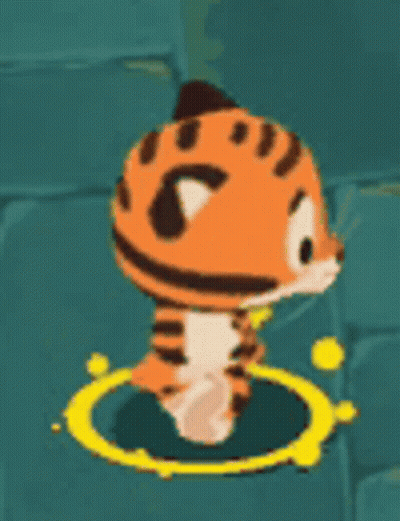 Cartoon Tiger Standing in Circle Video Game