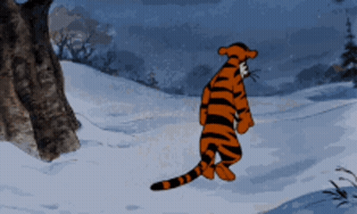 Cartoon Tiger Walking In Snow GIF