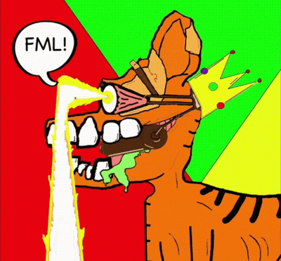Cartoon Tiger With Speech Bubble Saying FML GIF