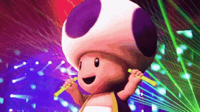 Cartoon Toad Holding Glow Sticks GIF