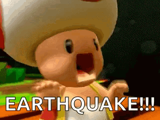 Cartoon Toad Saying Earthquake GIF