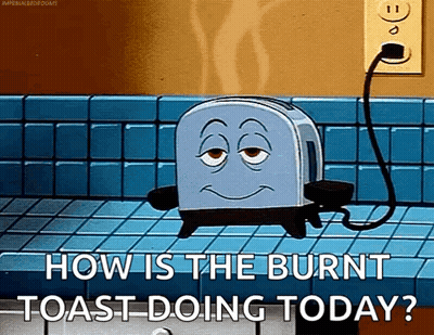Cartoon Toaster Asking Burnt Toast Doing Today