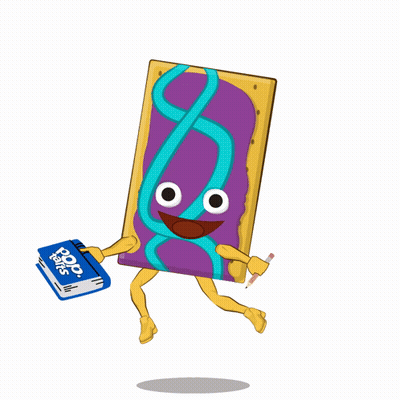 Cartoon Toaster Pastry Holding Book And Pen GIF