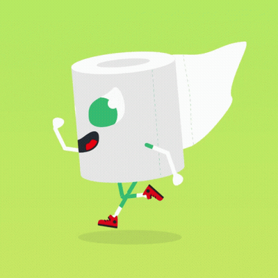 Cartoon Toilet Paper Roll Running GIF